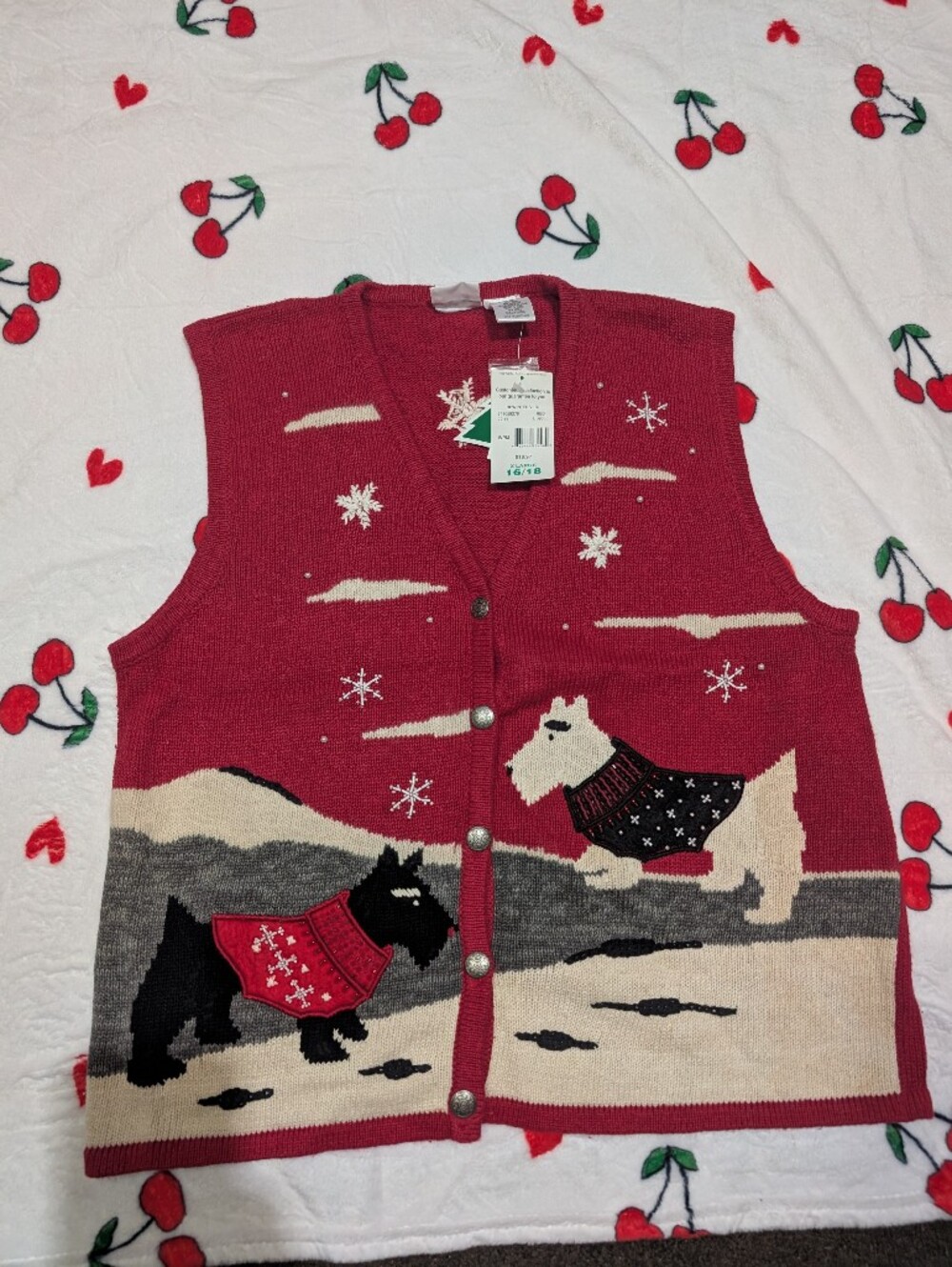 Bobby Brooks Women’s Christmas Sweater Best Scottie Dogs VTG XL